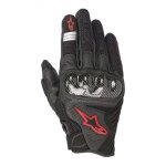 Gants textile / cuir alpinestars smx - 1 air v2 noir / rouge fluo - m