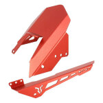 Lèche roue arrière + protège chaîne avoc rouge anodisé avec motif Lèche roue arrière + protège chaîne avoc rouge anodisé avec motif