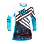 Maillot cross femme fly racing kinetic bleu / blanc - s