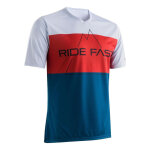 Maillot vtt manches courtes gist hill bleu / rouge / blanc - s