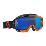 Masque cross scott hustle mx orange / bleu �lectrique �cran chrome