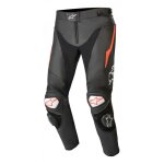 Pantalon cuir alpinestars track v2 noir / rouge fluo - 50