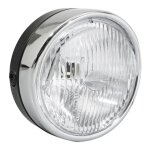 Phare peugeot / mbk 140mm noir avec casquette chrome