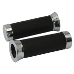 Poignées custom mousse chromé avec embouts à22 mm Poignées custom mousse chromé avec embouts à22 mm