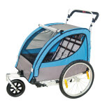Remorque pour v�lo 2 places en aluminium 3 roues bleue / grise