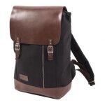 Sac � dos toile / cuir helstons noir / marron