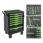 Servante d'atelier jbm 7 tiroirs verte �quip�e 152 pi�ces