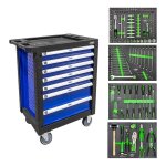 Servante d outils jbm 7 tiroirs bleue avec outils