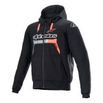 Sweat � capuche moto alpinestars chrome ignition noir / rouge fluo - s