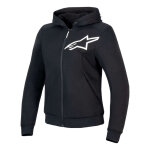 Sweat moto femme � capuche alpinestars stella chrome v2 sport black / w
