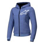 Sweat moto femme � capuche alpinestars stella chrome v2 sport blue / vi