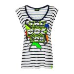 Tee - shirt femme vr46 street art blanc rayé - xs Tee - shirt femme vr46 street art blanc rayé - xs