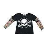 Tee - shirt manche longue enfant lethal threat skull & bones tatoo noir
