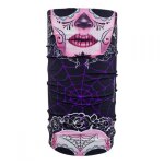Tour de cou zan headgear tube sugar skull violet / rose