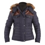 Veste cuir / textile femme helstons stuff bleu - 2xl
