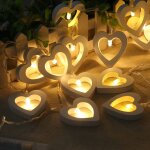 1. 2m 10 led coeur en bois fte de nol extrieur intrieur coeur dcoration guirlande lumineuse