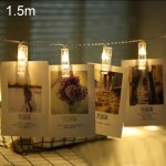 1, 5 m de lumire blanche chaude clip photo led guirlande lumineuse, 10 led, 2 piles aa, piles  chanes, ...