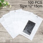 100 pcs 12cm x 15cm hang hole clear front bijoux en perles blanches zip lock sac d'emballage, impression ...