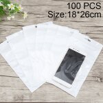 100 pcs 18cm x 26cm hang hole clear front blanc perle bijoux zip lock sac d'emballage, impression et ...