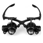 10x 15x 20x 25x lunettes  double lentille de bijoutier rparation loupe avec loupe avec 2 del (noir) ...