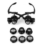 10x 15x 20x 25x lunettes  double lentille de bijoutier rparation loupe avec loupe avec 2 del (noir) ...