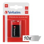 10x1 verbatim alkaline batterie 9v - block 6 lr 61 49924