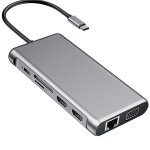 12 en 1 hdmi x2 + usb3. 0 + usb2. 0 + chargement pd + vga + rj45 + jack 3, 5 mm + tf / sd x2 type - c ...