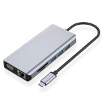 12 en 1 rj45 + 100w pd + sd / tf + usb3. 0x5 + hdmi + vga + adaptateur hub aux vers type - c 3, 5 mm