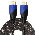 15m hdmi 1. 4 version 1080p woven net line bleu noir t�te hdmi m�le vers hdmi m�le connecteur audio vid�o ...