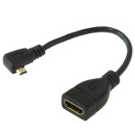 17cm 90 degr�s micro hdmi droite vers m�le vers hdmi c�ble adaptateur femelle (noir)