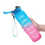 1l tritan plastile gradient couleur de couleur de couleur plance capacit bouilloire de sport (bleu rose) ...
