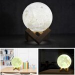 1w 3d print moon lampe usb de charge de contr�le tactile blanc + jaune lumi�re de couleur changeante ...