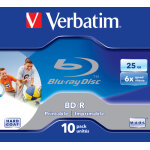 1x10 verbatim bd - r blu - ray 25gb 6x speed, imprimabe, jewel box