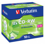 1x10 verbatim cd - rw 80 / 700mb 8x - 12x speed, botier
