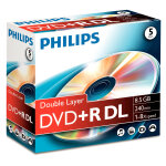 1x5 philips dvd + r 8, 5gb dl 8x jc
