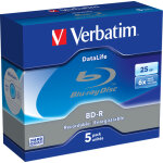 1x5 verbatim bd - r blu - ray 25gb 6x speed datalife no - id jewel