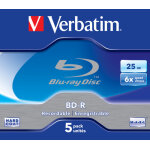 1x5 verbatim bd - r blu - ray 25gb 6x speed jewel box