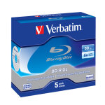 1x5 verbatim bd - r blu - ray 50gb 6x speed, tui blanc & bleu