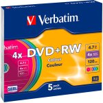 1x5 verbatim dvd + rw 4, 7gb 4x speed colour surface slimcase