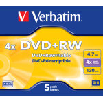 1x5 verbatim dvd + rw 4, 7gb 4x speed, mat argent jewel tui