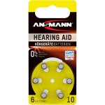 1x6 ansmann zinc - air 10 (pr70) pour appareil auditif