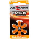1x6 ansmann zinc - air 13 (pr48) pour appareil auditif