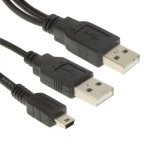 2 en 1 usb 2. 0 mle  mini 5pin mle + cble mle usb, longueur: 40 cm (noir)
