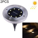 2 pcs 8 led ip44 impermable  l eau solaire enterr lumire, smd 5050 lumire blanche chaude sous la ...