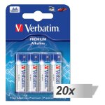 20x4 verbatim alkaline batterie mignon aa lr6 49921