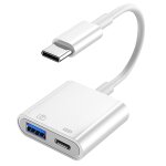 S - 211 adaptateur de camra 2 en 1 usb - c / type - c mle vers type - c + usb femelle