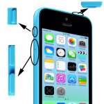 3 en 1 (bouton muet + bouton d alimentation + bouton de volume) pour iphone 5c, bleu
