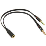 3. 5mm femelle � 3. 5mm m�le microphone jack + 3. 5mm m�le �couteur jack c�ble adaptateur (noir)