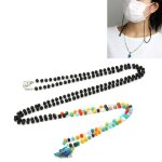 3 pc bijoux perle chane papillon pendentif masque anti - drop lanyard collier lunettes chane