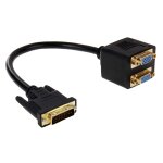 30cm dvi 24 + 5 broches mle vers 2 vga femelle splitter cable (noir)
